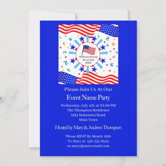 Verander elke tekst USA-vlag Onafhankelijkheidsdag Kaart (Voorkant)