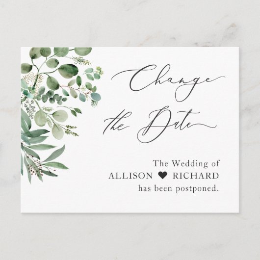 Verander het Datum Script Eenvoudig Elegant Eucaly Briefkaart (Voorkant)