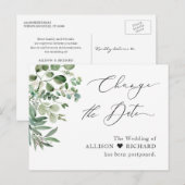 Verander het datumscript Eenvoudig Elegant Eucalyp Briefkaart (Voorkant / Achterkant)