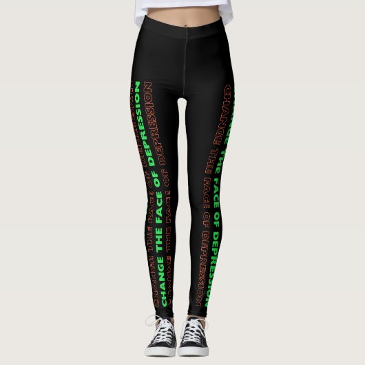 Verander het gezicht van Depressie Groen en Sinaas Leggings (Voorkant)