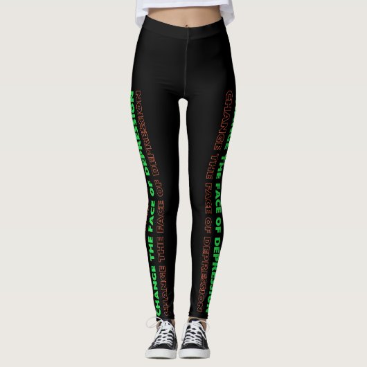 Verander het gezicht van Depressie Groen en Sinaas Leggings (Voorkant)