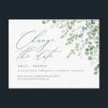 Verander het Groene de Waterverf van Eucalyptusman Briefkaart<br><div class="desc">Werk uw gasten met de details voor uw opnieuw geplande of uitgestelde gebeurtenis met dit minimalistische en moderne briefkaart bij dat modern calligrafiekmanuscript en waterverf eucalyptus kenmerkt. Stop alsjeblieft bij mijn winkel om meer te zien als dit.</div>