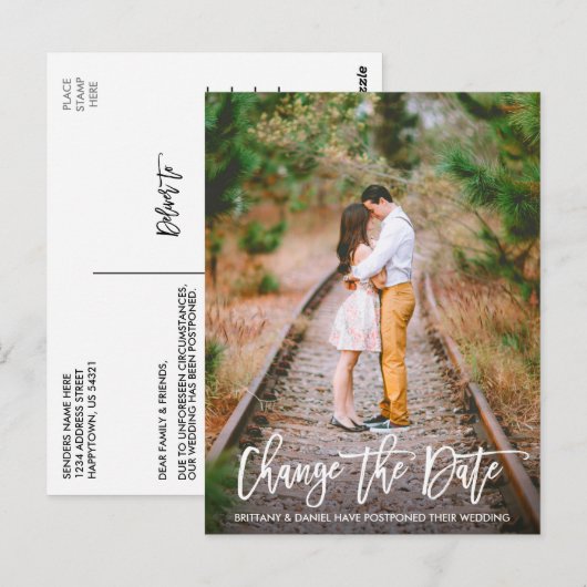 Verander het Manuscript van de Borstel van de Foto Briefkaart (Voorkant / Achterkant)