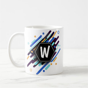 Verander in elke beginletter op blauwe verf - W X  Koffiemok