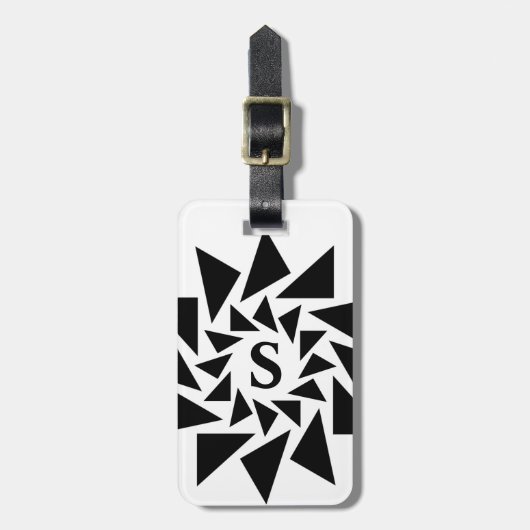 Verander Initiaal, Geometrische driehoeken, Zwart  Bagagelabel (Voorkant verticaal)