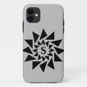 Verander Initiaal, Geometrische driehoeken, Zwart Case-Mate iPhone Case