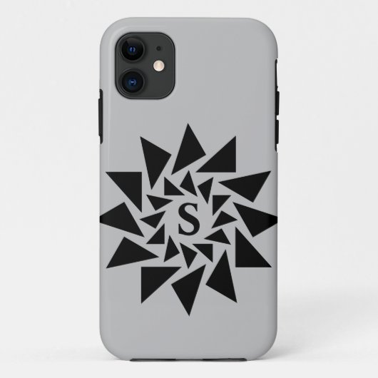 Verander Initiaal, Geometrische driehoeken, Zwart Case-Mate iPhone Case (Achterkant)