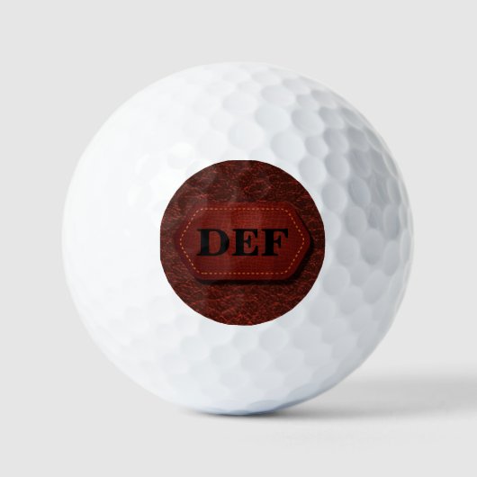 Verander Initiaal, Kunstleren Badge Donkerrood Golfballen (Voorkant)
