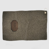 Verander Initiaal, leder leder in lederen badge Ki Golfhanddoek (Horizontaal)