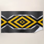 Verander Initiaal Safety Yellow Black Silver Arrow Strandlaken (Voorkant)