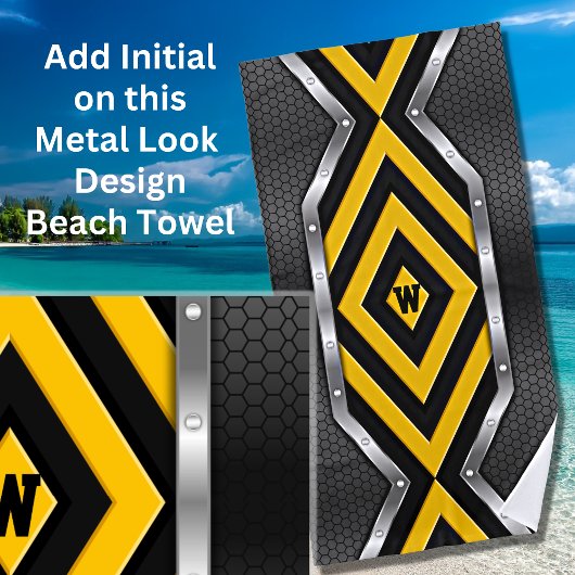 Verander Initiaal Safety Yellow Black Silver Arrow Strandlaken