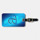 Verander Initiaal, Soft Blue Aqua Geometrisch Bagagelabel (Voorkant horizontaal)