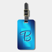 Verander Initiaal, Soft Blue Aqua Geometrisch Bagagelabel (Voorkant verticaal)