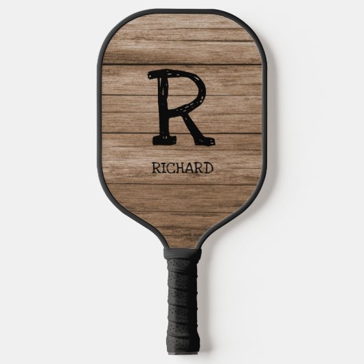 Verander Initiaal, Voeg Naam Toe, Houten Vloer Pickleball Paddle (Voorkant)