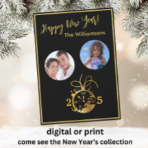 Verander Jaar Gelukkig Nieuwjaar 2 Foto Klok Kaart