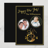 Verander Jaar Gelukkig Nieuwjaar 2 Foto Klok Kaart (Voorkant / Achterkant)