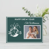 Verander Jaar Gelukkig Nieuwjaar 4 Foto Klok Kaart (Staand voorkant)