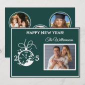Verander Jaar Gelukkig Nieuwjaar 4 Foto Klok Kaart (Voorkant / Achterkant)