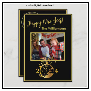 Verander Jaar Gelukkig Nieuwjaar 4 Foto Klok Kaart
