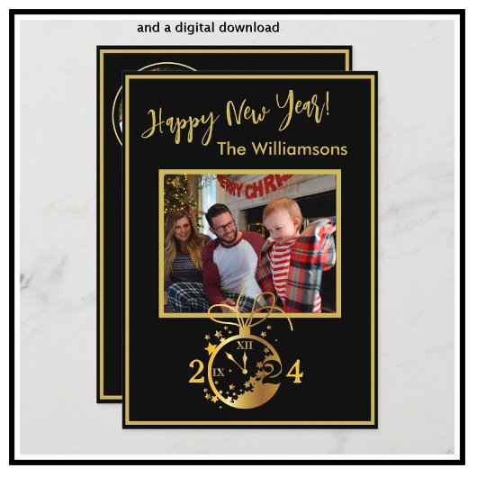 Verander Jaar Gelukkig Nieuwjaar 4 Foto Klok Kaart