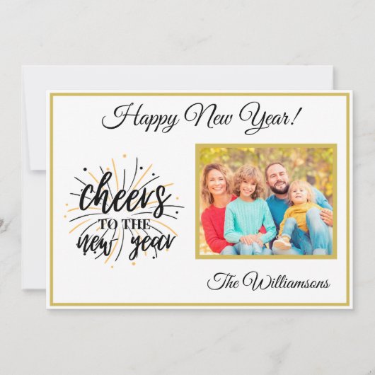 Verander Jaar Gelukkig Nieuwjaar 4 Fotokaart Kaart (Voorkant)
