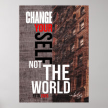 Verander je zelf niet de wereld afstuderen posters