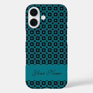 Verander Kleuren! Funky Retro Vierkanten Stippen P iPhone 16 Hoesje