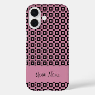 Verander Kleuren! Funky Retro Vierkanten Stippen P iPhone 16 Hoesje