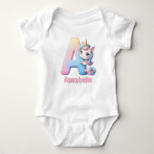 Verander Naam Mooi Roze Blauw Cute Letter A Eenhoo Romper (Voorkant)