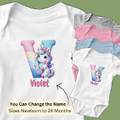 Verander Naam Mooi Roze Blauw Schattige Letter V E Romper