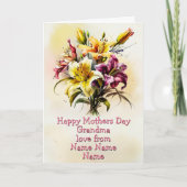 Verander Namen, Gelukkige Moederdag Oma Bloemen   Kaart (Voorkant)