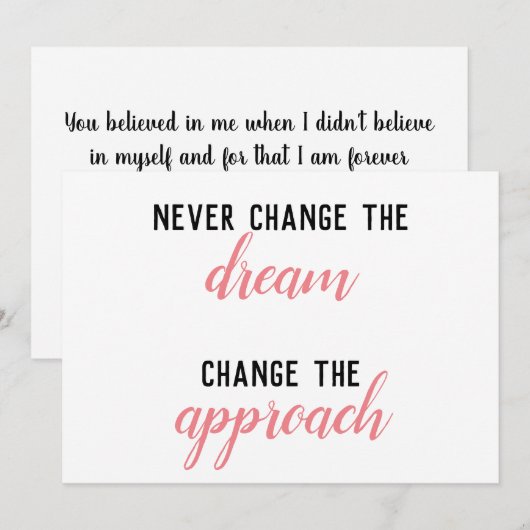 Verander nooit de droom bedankkaart (Voorkant / Achterkant)