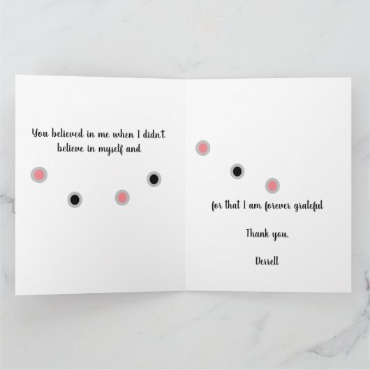 Verander nooit de droom, verander de aanpak bedankkaart (Binnen)