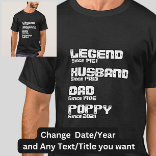 Verander om het even welke Naam Datum Jaar Legend T-shirt