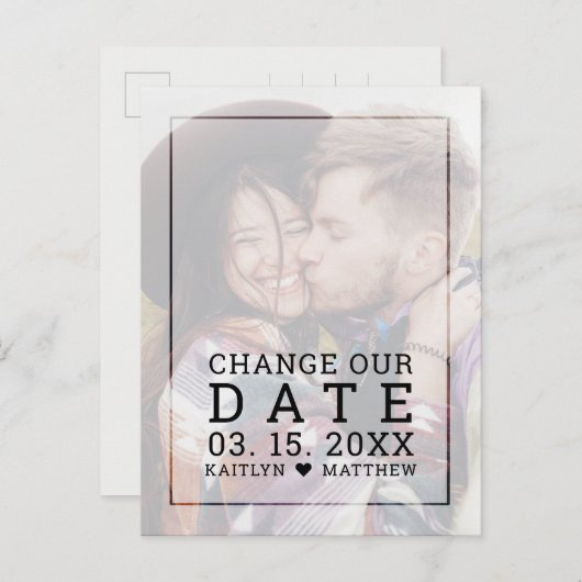 Verander onze datum Faded Photo minimalistische ty Aankondigingskaart (Voorkant / Achterkant)