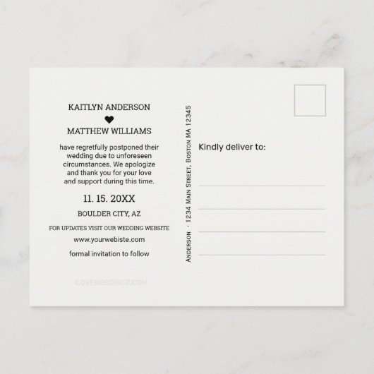 Verander onze datum Faded Photo minimalistische ty Aankondigingskaart (Achterkant)