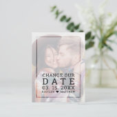 Verander onze datum Faded Photo minimalistische ty Aankondigingskaart (Staand voorkant)