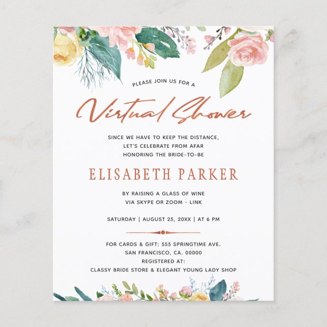Verander plannen BUDGET bruidsbloemen virtuele sho (Voorkant)