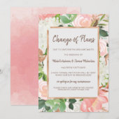 Verander Plannen Trouw Waterverf Goud Bloemig Roze Save The Date (Voorkant / Achterkant)