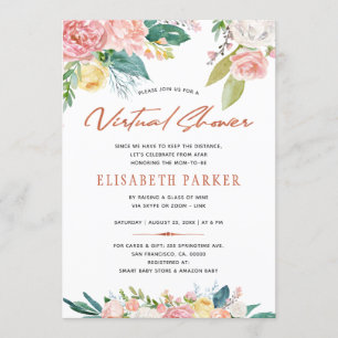 Verander plans roze bloemvirtuele baby shower kaart