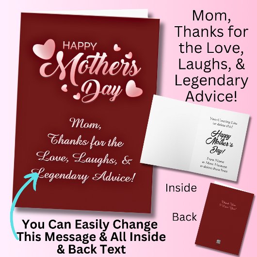 Verander tekst, Bedankt voor de Liefde, Lachen & A Kaart