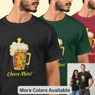 Verander tekst - Bier Mok Kerstmis Cheers Mate! T-shirt