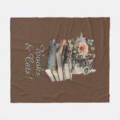 Verander Tekst, Boeken & Katten, met Bloemen, op B Fleece Deken (Voorkant (Horizontaal))