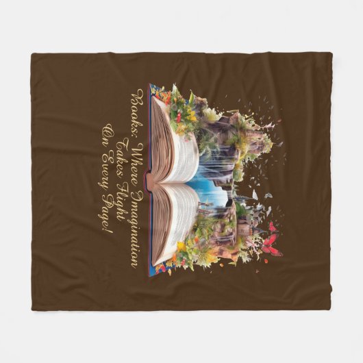 Verander tekst, boeken waar verbeelding vlucht fleece deken (Voorkant (Horizontaal))