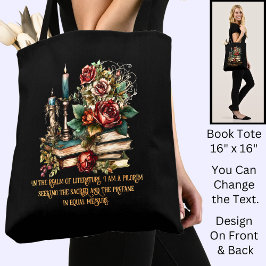 Verander tekst, Gotische boeken & kaarsen, Quote,  Tote Bag