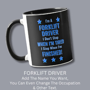 Verander tekst, ik ben een HEFTRUCKCHAUFFEUR Stop Mok