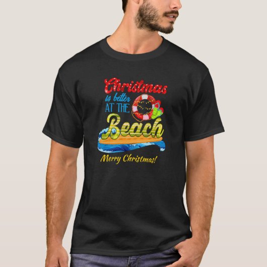 Verander tekst - Kerstmis is beter op het strand! T-shirt (Voorkant)