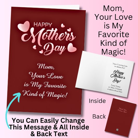 Verander tekst, mam, je liefde is mijn favoriete m kaart