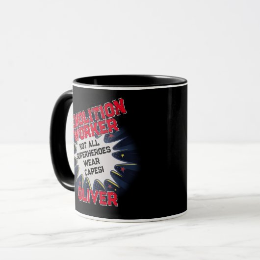 Verander tekst, SLOOPWERKER niet alle superhelden Mok (Voorkant links)