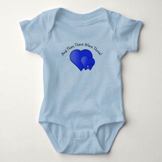 Verander tekst, toen waren ze met z'n drieën! Blau Romper (Voorkant)